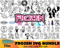 288 Files Frozen Bundle Svg, Disney Svg, Elsa Svg, Anna Svg