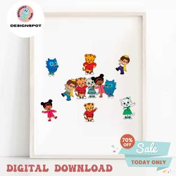 Daniel Tiger Layered SVG and PNG Bundle Daniel Tiger Trolley Birthday Clipart for Kids Cut Files for Cricut 300 Dpi PNG