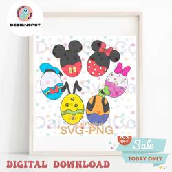Mickey, Minnie Inspired Easter Eggs, Donald, Daisy, Goofy, Pluto, SVG, PNG, Cricut, Cut File