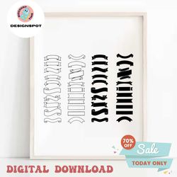 Ribbon Banner Procreate Stamps, Procreate stamp set, Procreate banner stamps, Procreate doodles, Procreate brushes, bann