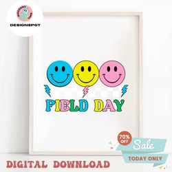 Checkered Field Day Smiley Face Funny Student SVG
