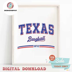 Vintage Texas Baseball 1972 MLB Team SVG