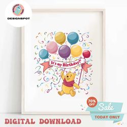 Groovy Winnie The Pooh Its My Birthday PNG