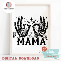 Retro Mama Skeleton Hand Butterfly PNG