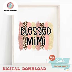 Digital Png File Blessed Mimi Brush Stroke Leopard Cheetah Pink Blush Clip Art Printable Waterslide Sublimation Design I
