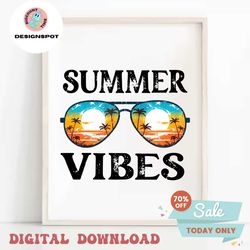 Retro Summer Vibes Png, Summer Beach Png, Summer Sunglasses Png, Summer Vacation Png, Retro Png, Summer Png For Sublimat