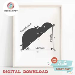 Hippopotenuse svg dxf png eps instant download Math shirt gift Silhouette cameo cricut teacher geometry Hypotenuse trian