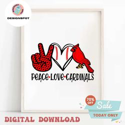 Peace love cardinals svg, Cardinals team spirit svg Cardinal SVG files for Cricut, Cardinals Clipart, Cardinals mascot