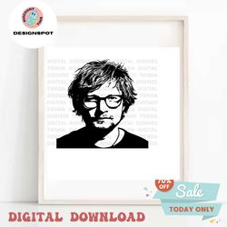 Ed Sheeran SVG, Ed Sheeran Silhouette SVG Design, Ed Sheeran Design, Ed Sheeran black and white, b&w, Ed Sheeran Sticker