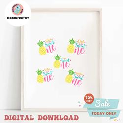 Sweet one SVG, Sweet one pineapple SVG, Sweet One Family bundle SVG, Pineapple Birthday Cut files