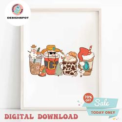 Cowboy Christmas Coffee Cups PNG