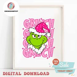 Cute Pink Grinch Christmas Hat SVG