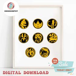 Ranger Cut Files, Power Coin, Dinosaurs Coins , SVG PNG EPS