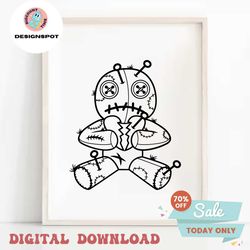 Voodoo Doll Broken Hearted Svg | Witchcraft Clipart | Cursed Doll Cut File | Sorcery Stencil | Horror Valentines T shirt