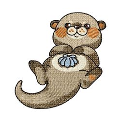 Otter Embroidery Design, Otter and Shell Motif, Pattern for Machine embroidery design, pes, hus, dst, exp etc. INSTANT D