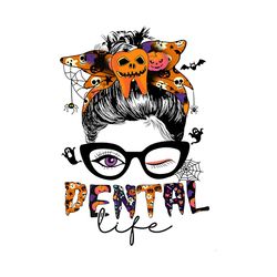 Spooky Dental Life PNG, Messy Bun Hair Halloween Png