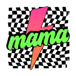 Neon Mama Checkered Mom Lightning Bolt SVG