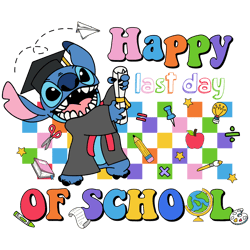 Happy Last Day Of School Stitch Graduate PNG