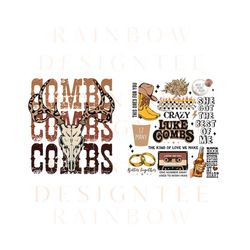 Retro Combs BullSkull PNG, Combs PNG File, Country Western Music, Cowboy Design Png, Western Cowboy Png