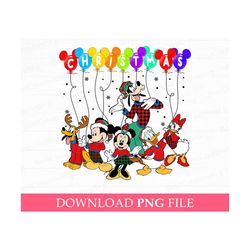 Christmas Mouse and Friends Png, Christmas Balloons Png, Holiday Season Png, Merry Christmas, Santa Hat Characters, Png