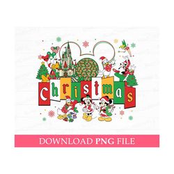 Christmas Mouse and Friends Png, Christmas Magical Kingdom Png, Christmas Gifts and Snowflakes Png, Vacay Mode, Png File