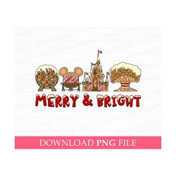 Merry and Bright Png, Merry Christmas Png, Magical Kingdom Png, Vacay Mode Png, Family Trip Png, Png File For Sublimatio