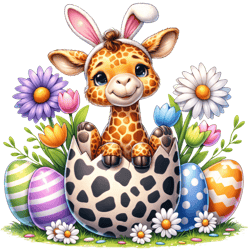 Giraffe With Bunny Ears PNG, Easter Day Clipart PNG, Happy Easter Day Sublimation, Digital Download (1)
