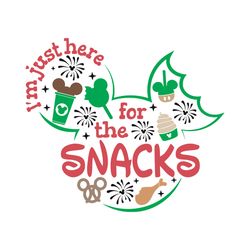 I'm just here for the snacks Svg, Mickey Mouse head Svg, Winter with Snowflakes Svg, Holidays Svg, Digital download