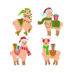 Llamas Christmas Svg Bundle, Llamas Santa Svg, Llamas clipart, Holidays Svg, Merry Christmas Svg, Digital download
