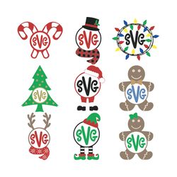 Christmas monogram Svg bundle, Elf Svg, Gingerbread Svg, Christmas tree Svg, Santa Svg, Holidays Svg, Digital download