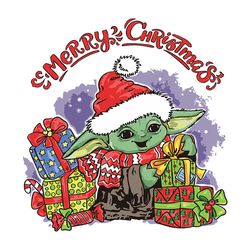 Baby Yoda Merry christmas Svg, Baby yoda clipart, Star wars christmas Svg, Yoda santa Svg, Digital download