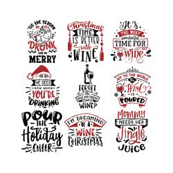 Christmas Wine Svg Bundle, Merry Christmas svg, Wine glass Svg, Chrismas quotes Svg, Holidays Svg, Instant download