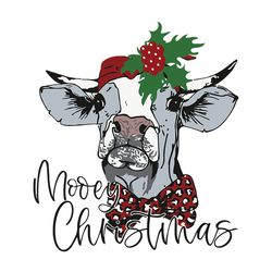 Mooey Christmas Svg, Funny Heifer Svg, Heifer clipart, Christmas Heifer Design, Watercolor Art, Digital Download