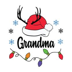 Grandma Christmas Svg, Christmas lights Svg, Santa hat reindeer Svg, Snowflakes Svg, Christmas Svg, Digital download