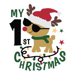 My 1st Christmas Svg, Boy Reindeer Svg, Christmas Svg, Reindeer Santa Svg, Holidays Svg, Digital download