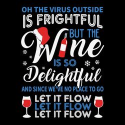 On the virus outside is frightful but the wine Svg, Women Ugly Wine Christmas Svg for Women Wine is so Delightful