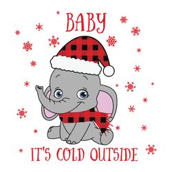 Baby It's Cold Outside Svg, Elephant Christmas Svg, Baby Christmas Svg, Santa Elephant Svg, Digital download