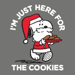 I'm just here for the cookies Svg, Peanuts Snoopy Santa Cookies svg, Snoopy clipart, Merry christmas Svg, Digital File