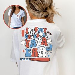 Baseball YaYa v-neck shirt, In my Yaya era, Mother's day gift for yaya, Yaya shirt, trendy v-neck apparel, baseball seas