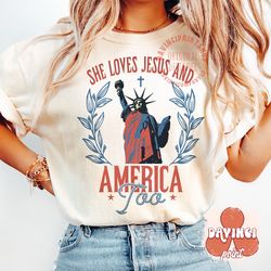 She Loves Jesus And America Too Png, 4th of july png, Independence Day png, Christian 4th of July Png, Jesus Lover Ameri