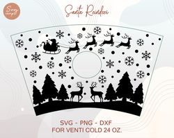 Christmas Santa Reindeer Cold Cup Svg, Christmas Cup Svg, Christmas Wrap Svg, Christmas Pattern Decal Full Wrap Venti Co