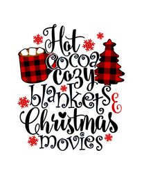 Hot Cocoa Cozy Blankets Png, Buffalo Plaid Christmas Png, Christmas Png, Buffalo Plaid Png, Christmas logo Png, Png File