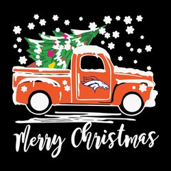 Vintage Car Carrying Christmas Tree Denver Broncos Merry Christmas NFL Svg, Football Svg, NFL Team Svg, Sport Svg