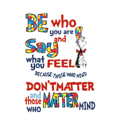 Be who you are and say what you feel because those who mind don't matter Svg, Dr Seuss Svg, Digital download