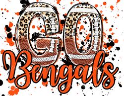 Leopard Football Splatter Go Bengals PNG Instant Digital Download.