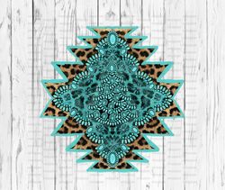 Turquoise Christmas Tree PNG, Sublimation Download, Leopard, gemstone, country, western, farm, ranch, sublimate, dtg,