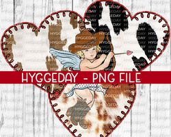 Country Cupid PNG, Sublimate Download, western, cowboy, cow spot print hide, boots, valentines day, hearts, love, Png fo