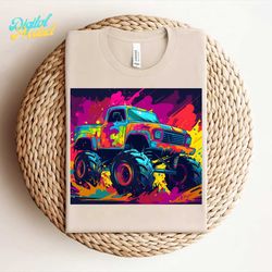 colorful monster truck tumbler wrap png