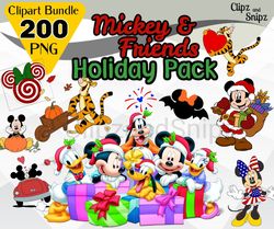Mickey Mouse Holiday PNG Clipart Instant Digital Download PNG with friends Minnie Christmas Halloween Thanksgiving Easte
