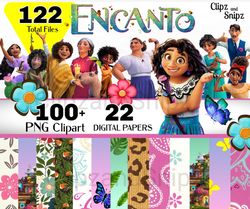 Encanto Clipart PNG Digital Paper Bundle Instant Download Encanto Mirabel for scrapbook, birthday.